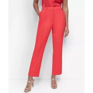 DKNY Women's Mid Rise Slim Flare-Leg Dressy Pants Full Length Bright Red Size 0
